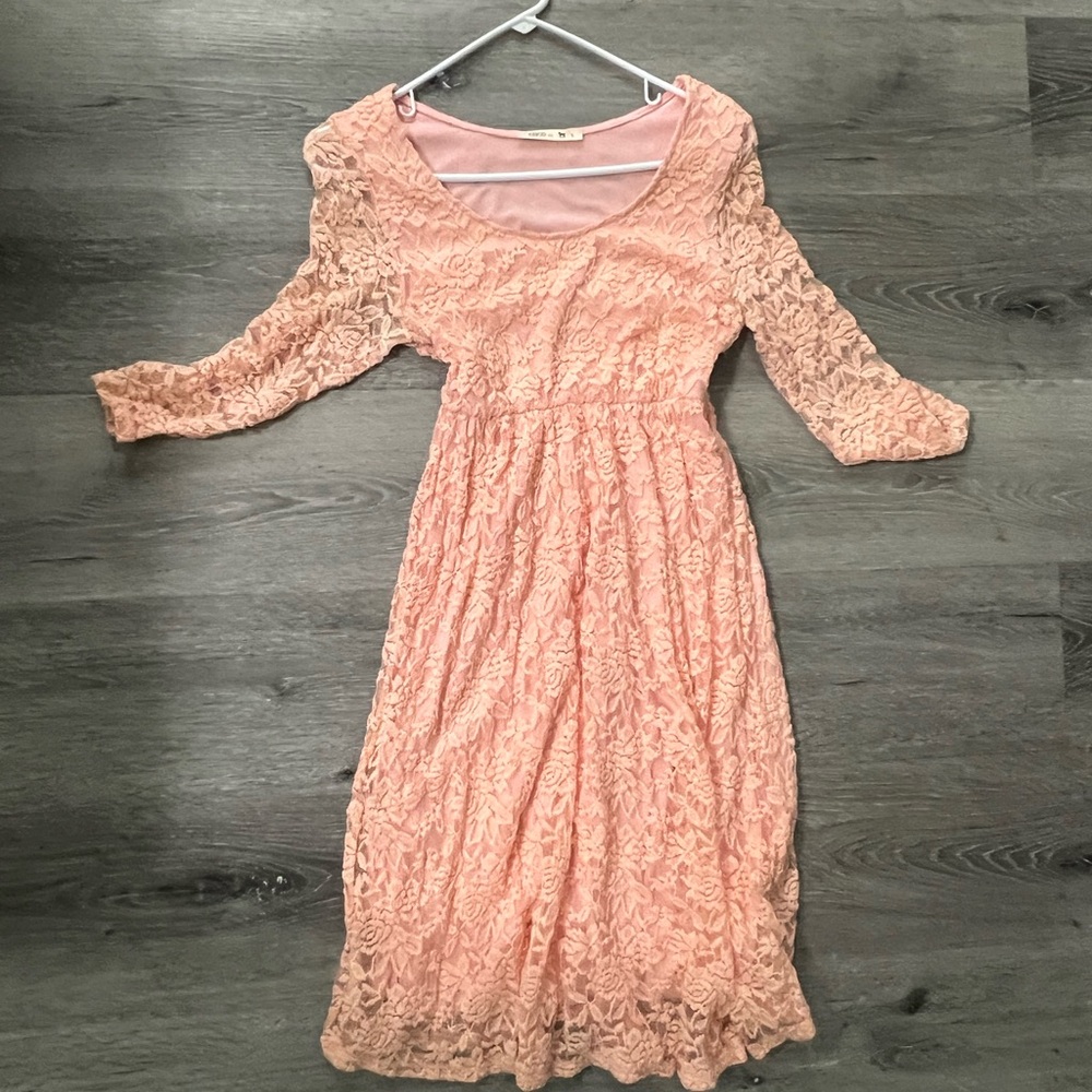 Lace stretch coral dress